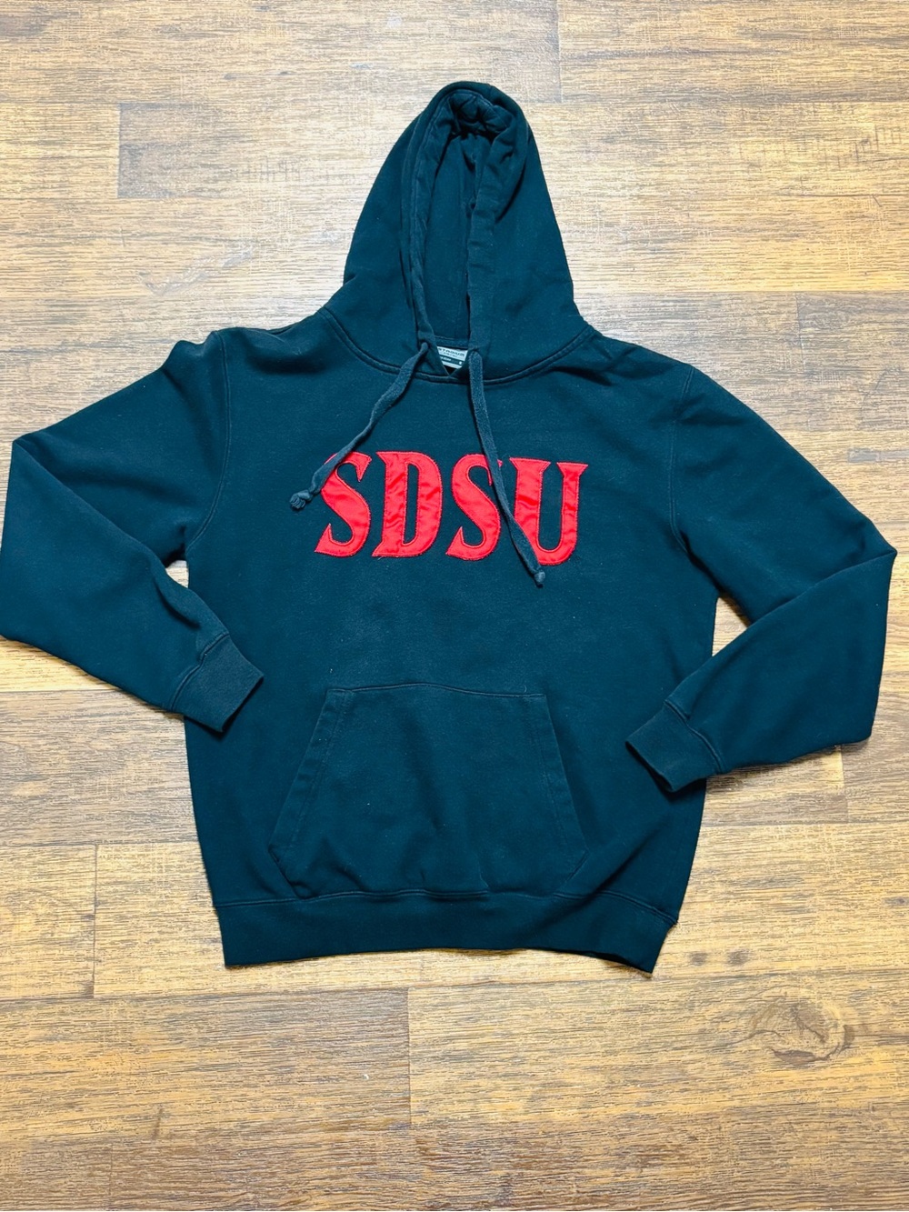 Stadium Athletics Black Hoodie with Red SDSU Lettering